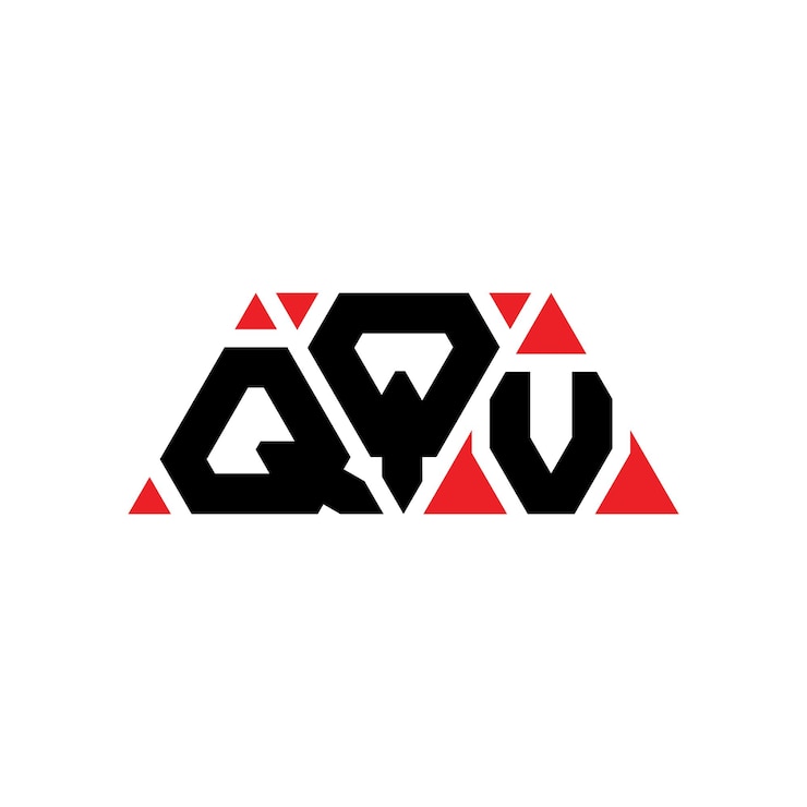 Vector diseño de logotipo de letra triangular qqv con forma de triángulo qqv diseño de logotipo triangular monograma qqv triángulo vectorial plantilla de logotipo con color rojo qqv logotipo triangular simple elegante y lujoso logotipo qqv