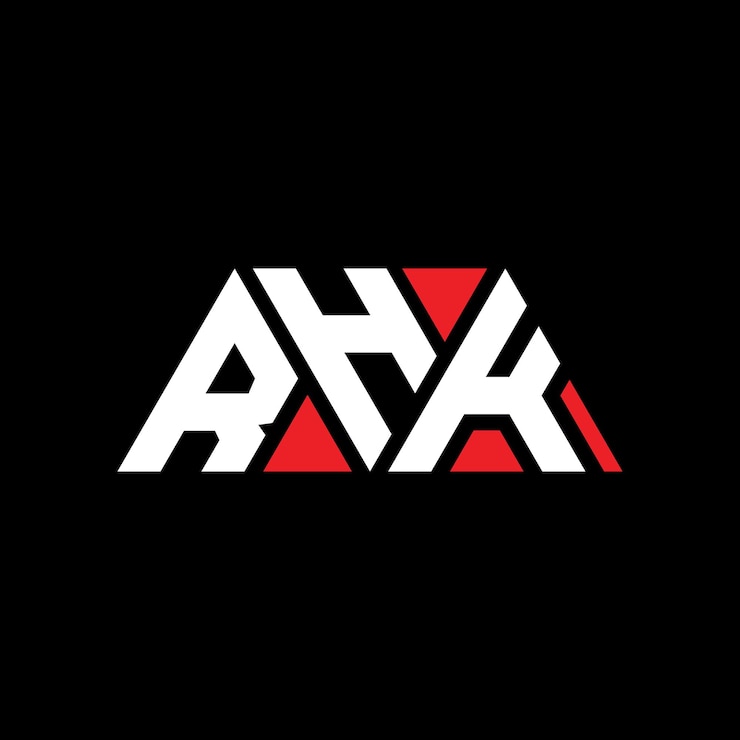 Vector diseño de logotipo de letra triangular rhk con forma de triángulo rhk diseño de logotipo triangular monograma rhk triángulo vectorial plantilla de logotipo con color rojo rhk logo triangular sencillo elegante y lujoso logotipo rhk