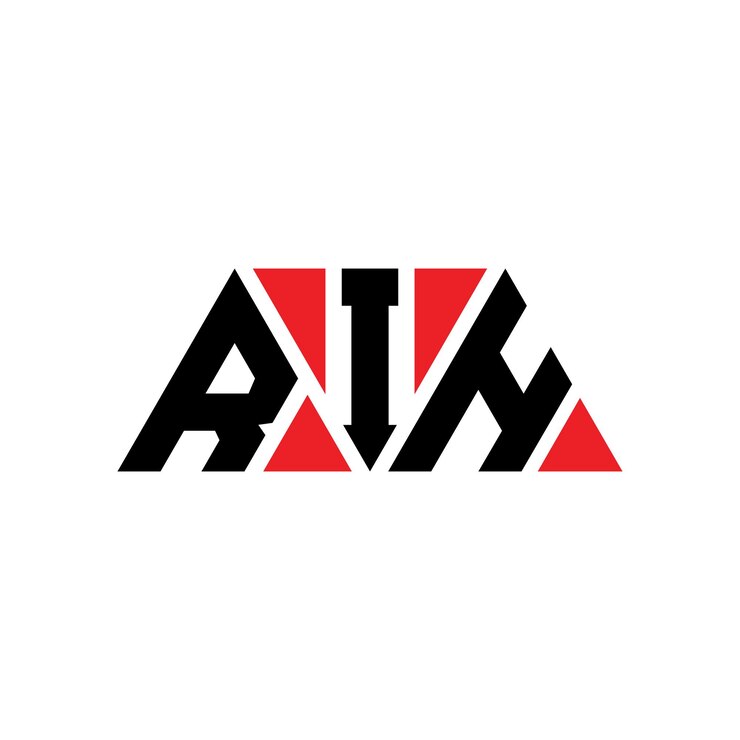 Vector diseño de logotipo de letra triangular rih con forma de triángulo diseño de logotipo triángulo rih monograma rih triángulo vectorial plantilla de logotipo con color rojo rih logotipo triangular sencillo elegante y lujoso logotipo rih