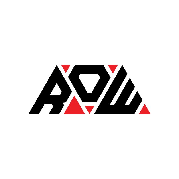 Diseño de logotipo de letra triangular ROW con forma de triángulo diseño de logotipo triángulo ROW monograma modelo de logotipo vectorial triángulo RAW con color rojo logotipo triangular RAW sencillo elegante y lujoso logotipo ROW