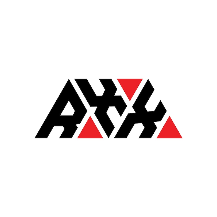Vector diseño de logotipo de letra triangular rxx con forma de triángulo rxx diseño de logotipo triangular monograma rxx triángulo vectorial plantilla de logotipo con color rojo rxx logotipo triangular simple elegante y lujoso logotipo rxx