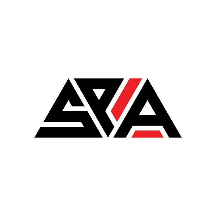 Vector diseño de logotipo de letra triangular spa con forma de triángulo diseño de logotipo triángulo spa monograma plantilla de logotipo vectorial triángulo spa con color rojo logotipo triangular spa sencillo elegante y lujoso logotipo spa