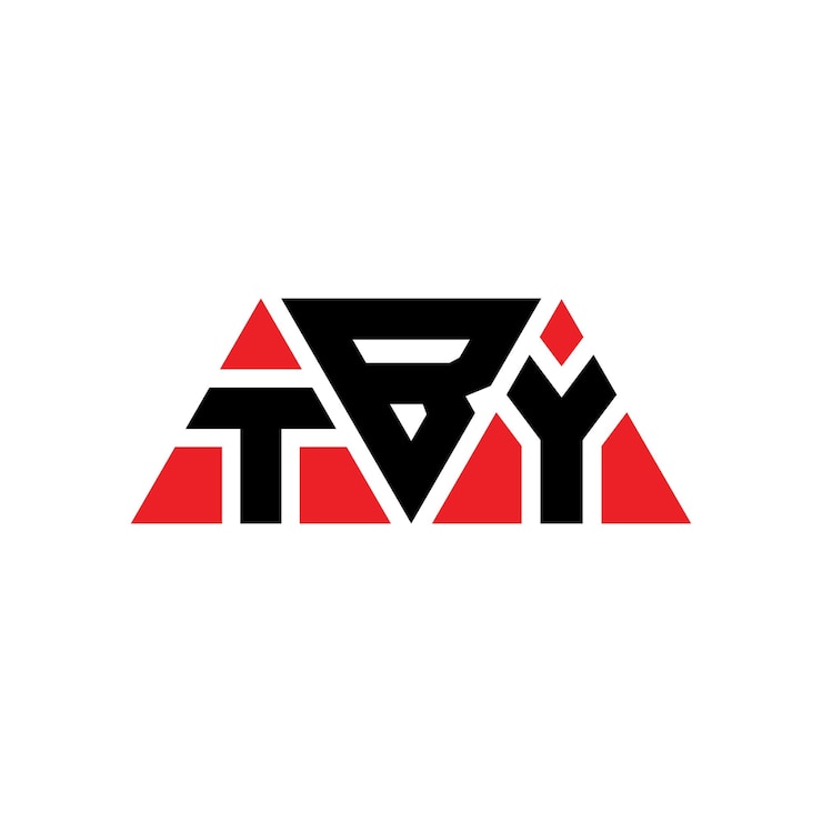 Vector diseño de logotipo de letra triangular tby con forma de triángulo diseño de logotipo triangular monograma tby triángulo vectorial plantilla de logotipo con color rojo tby logo triangular sencillo elegante y lujoso logotipo tby