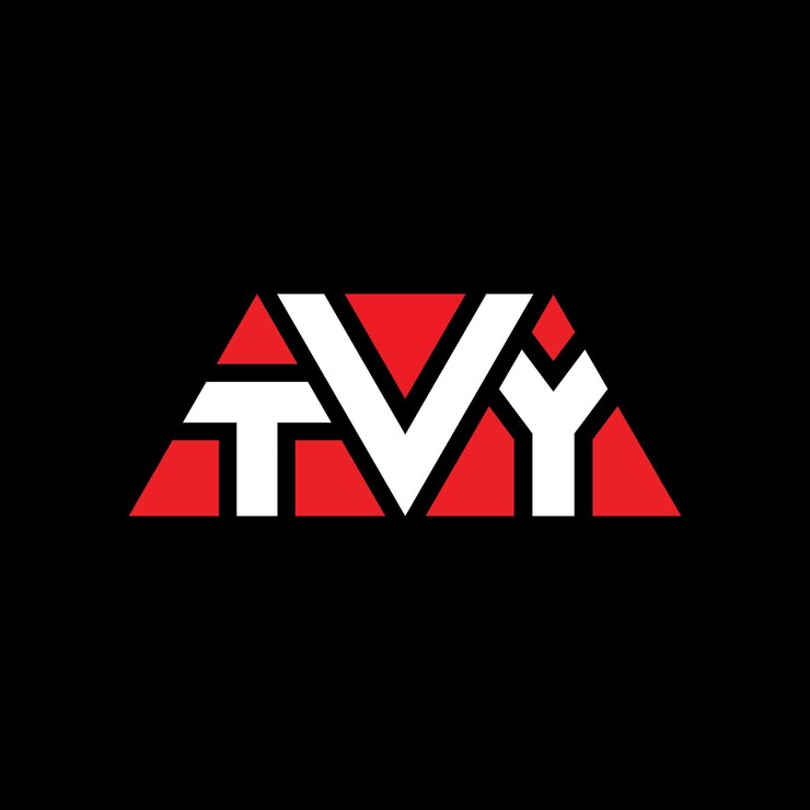 Vector diseño de logotipo de letra triangular tvy con forma de triángulo diseño de logotipo triángulo tvy monograma plantilla de logotipo vectorial de triángulos tvy con color rojo logotipo triangular simple elegante y lujoso logotipo tvy
