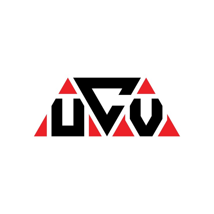 Vector diseño de logotipo de letra triangular ucv con forma de triángulo diseño de logotipo triángulo ucv monograma plantilla de logotipo vectorial triángulo icv con color rojo logotipo triangular icv sencillo elegante y lujoso logotipo icv