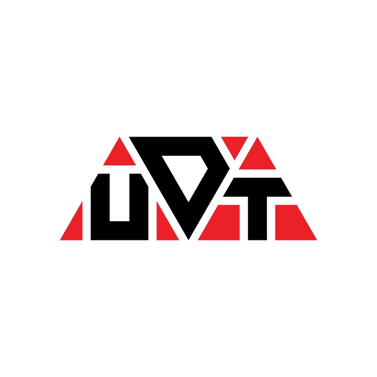 Vector diseño de logotipo de letra triangular udt con forma de triángulo udt diseño de logotipo triangular monograma udt triángulo vectorial plantilla de logotipo con color rojo udt logo triangular sencillo elegante y lujoso logotipo udt