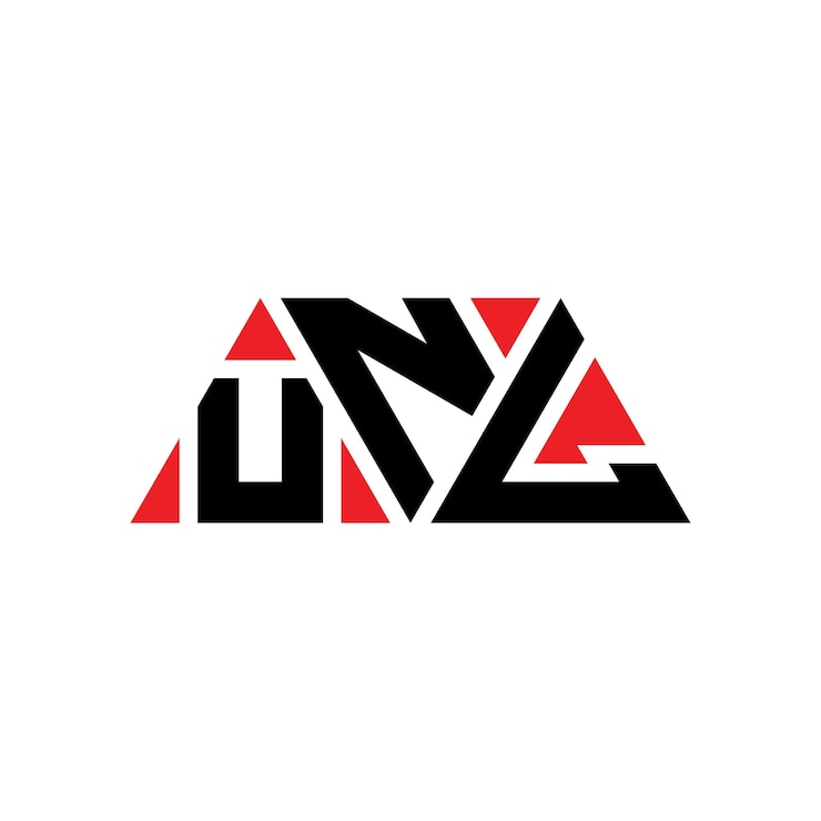 Vector diseño de logotipo de letra triangular unl con forma de triángulo diseño de logotipo triángulo unl monograma plantilla de logotipo vectorial triángulo onul con color rojo logotipo triangular onul sencillo elegante y lujoso logotipo onul