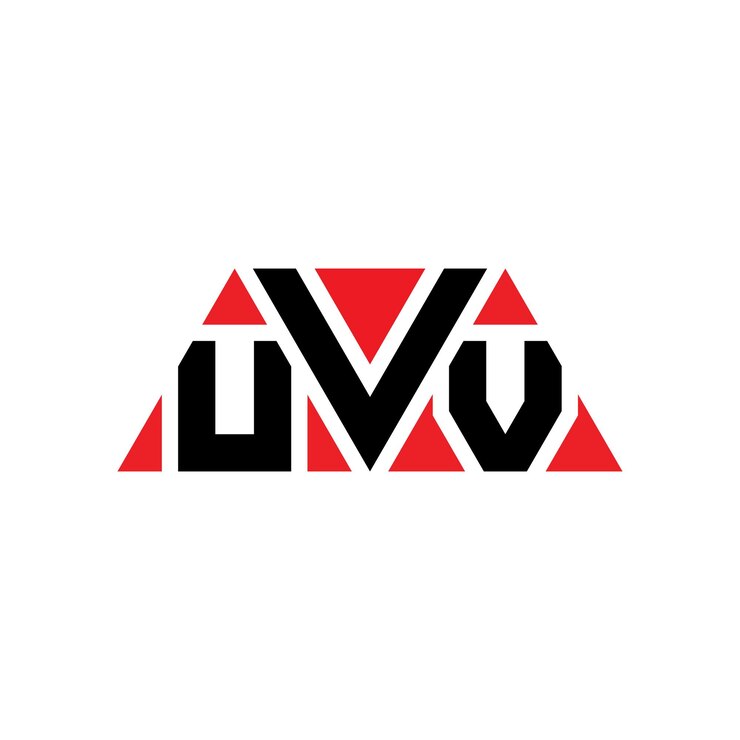 Vector diseño de logotipo de letra triangular uvv con forma de triángulo diseño de logotipo triángulo uvv monograma modelo de logotipo vectorial triángulo ultravioleta con color rojo logotipo triangular ultravioleta sencillo elegante y lujoso logotipo uvv