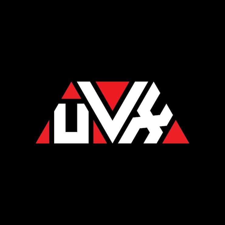 Vector diseño de logotipo de letra triangular uvx con forma de triángulo diseño de logotipo triangular monograma modelo de logotipo vectorial triángulo uvx con color rojo logotipo triangle uvx sencillo elegante y lujoso logotipo uvx