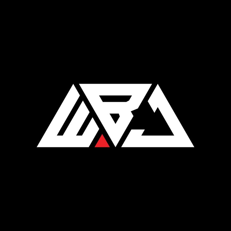 Vector diseño de logotipo de letra triangular wbj con forma de triángulo diseño del logotipo triangular wbj con monograma wbj triángulo vectorial plantilla de logotipo con color rojo logotipo triangulares wbj simple elegante y lujoso logotipo wbj