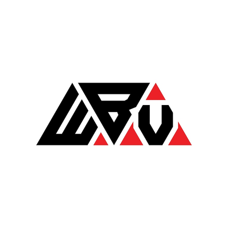 Vector diseño de logotipo de letra triangular wbv con forma de triángulo wbv diseño de logotipo triangular monograma wbv triángulo vectorial plantilla de logotipo con color rojo wbv logo triangular sencillo elegante y lujoso wbv
