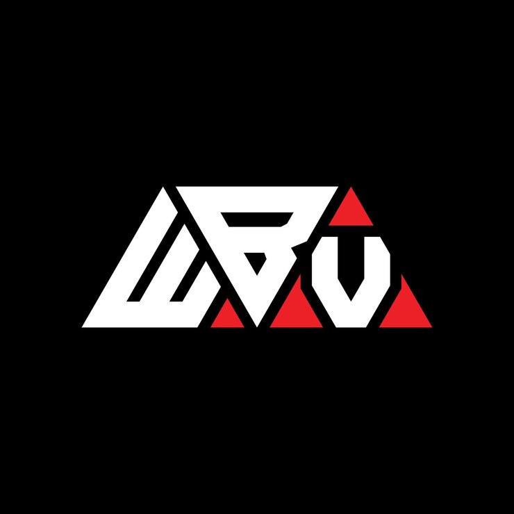 Vector diseño de logotipo de letra triangular wbv con forma de triángulo wbv diseño de logotipo triangular monograma wbv triángulo vectorial plantilla de logotipo con color rojo wbv logo triangular sencillo elegante y lujoso wbv