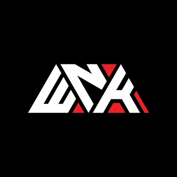 Vector diseño de logotipo de letra triangular wnk con forma de triángulo wnk diseño de logotipo triangular monograma wnk plantilla de logotipo vectorial triangular con color rojo wnk logotipo triangular simple elegante y lujoso logotipo wnk