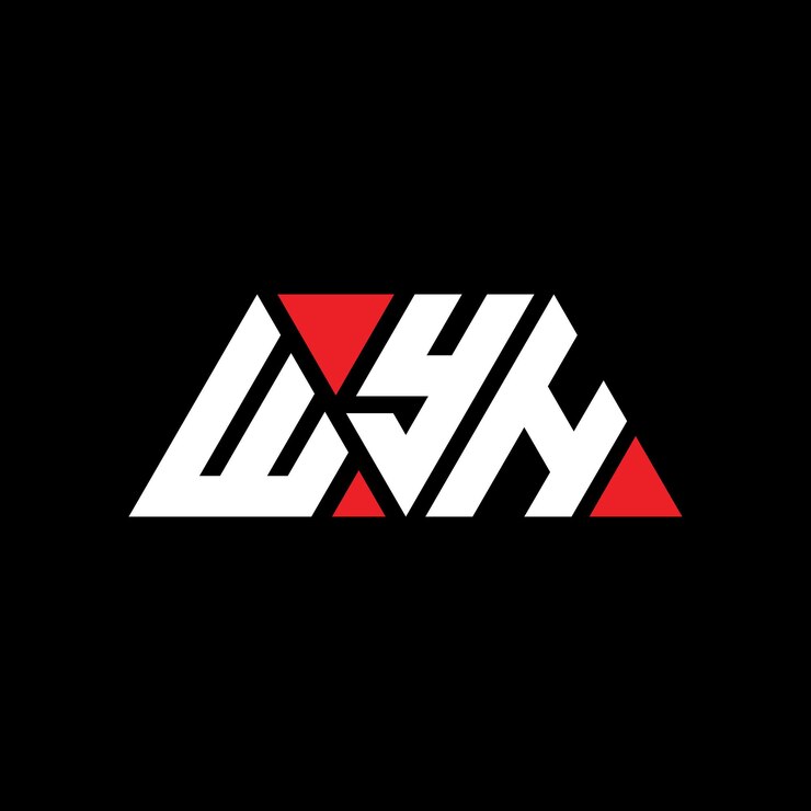 Vector diseño de logotipo de letra triangular wyh con forma de triángulo diseño de logotipo triángulo wyh monograma plantilla de logotipo vectorial triángulowyh con color rojo logotipo triangular simple elegante y lujoso logotipo wyh