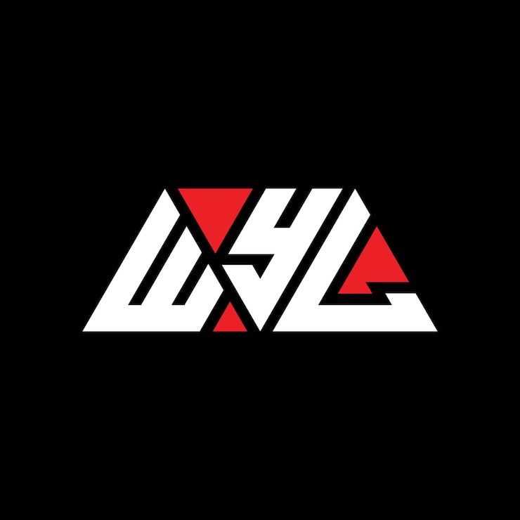 Vector diseño de logotipo de letra triangular wyl con forma de triángulo diseño de logotipo triángulo wyl monograma plantilla de logotipo vectorial triángulowyl con color rojo logotipo triangular simple elegante y lujoso logotipo wyl