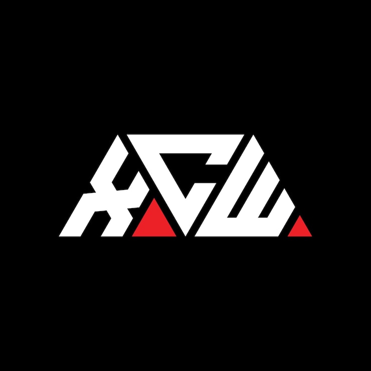 Vector diseño de logotipo de letra triangular xcw con forma de triángulo xcw diseño de logotipo triangular monograma xcw plantilla de logotipo vectorial triangular con color rojo xcw logotipo triangular simple elegante y lujoso logotipo xcw