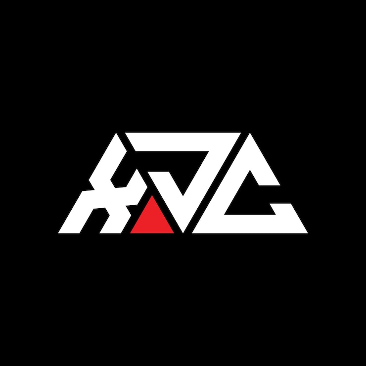 Vector diseño de logotipo de letra triangular xjc con forma de triángulo diseño de logotipo triángulo xjc monograma plantilla de logotipo vectorial triánguloxjc con color rojo logotipo triangular simple elegante y lujoso logotipo xjc
