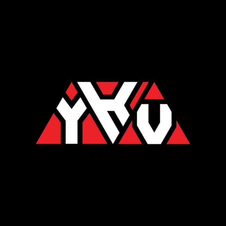 Vector diseño del logotipo de la letra triangular ykv con forma de triángulo diseño del logotipo triangular monograma triángulo ykv