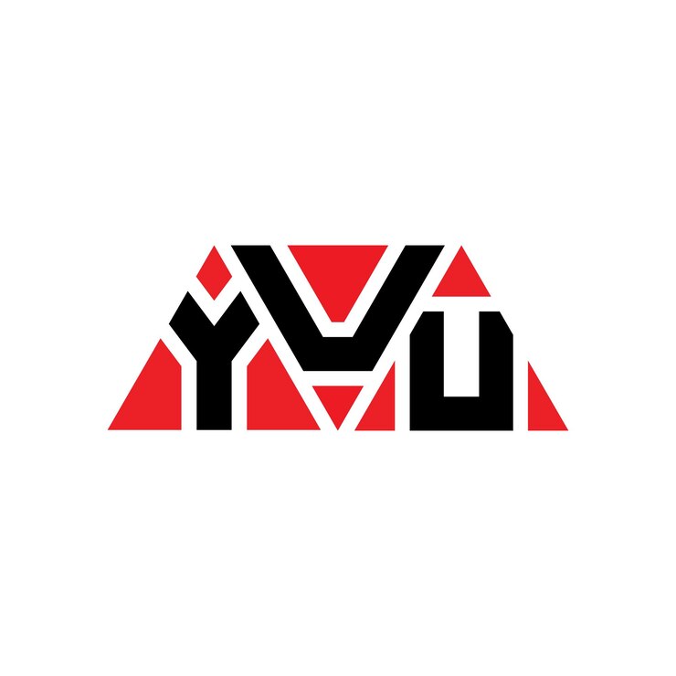 Vector diseño de logotipo de letra triangular yuu con forma de triángulo diseño de logotipo triángulo yuu monograma plantilla de logotipo vectorial de triángulos yuu con color rojo logotipo triangular simple elegante y lujoso logotipo yuu