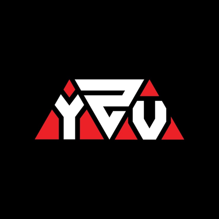 Vector diseño de logotipo de letra triangular yzv con forma de triángulo diseño del logotipo triangular y monograma yzv triángulo vectorial plantilla de logotipo con color rojo yzv logotipo triangular simple elegante y lujoso logotipo yzv