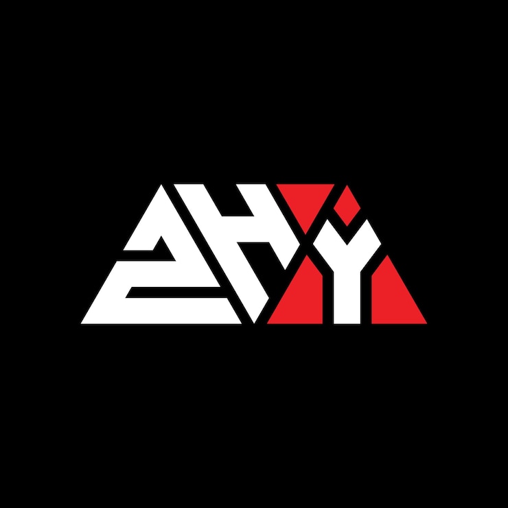 Vector diseño de logotipo de letra triangular zhy con forma de triángulo zhy diseño de logotipo triangular monograma zhy patrón de logotipo vectorial triangular con color rojo zhy logotipo triangular simple elegante y lujoso logotipo zhy
