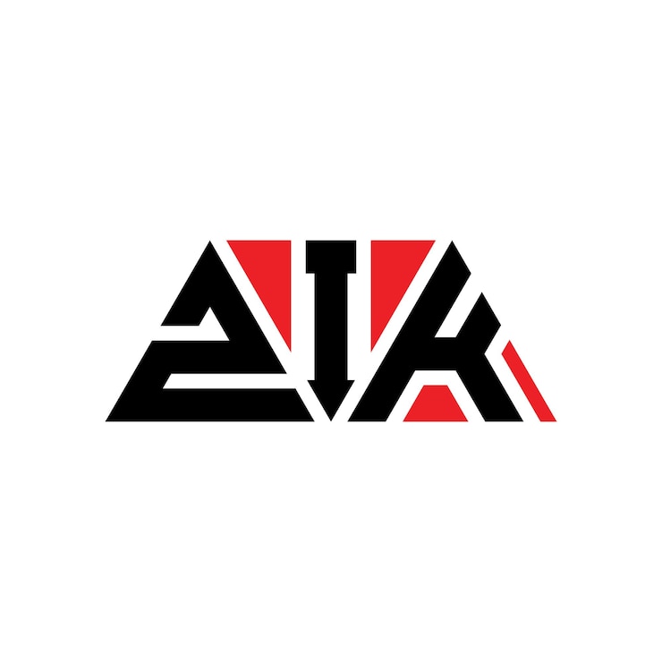 Vector diseño de logotipo de letra triangular zik con forma de triángulo zik diseño de logotipo triangular monograma zik triángulo vectorial plantilla de logotipo con color rojo zik logo triangular sencillo elegante y lujoso logotipo zik