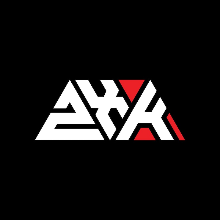Vector diseño de logotipo de letra triangular zxk con forma de triángulo diseño del logotipo triangular zxk con monograma zxk triángulo vectorial plantilla de logotipo con color rojo logotipo triangulares zxk simple elegante y lujoso logotipo zxk