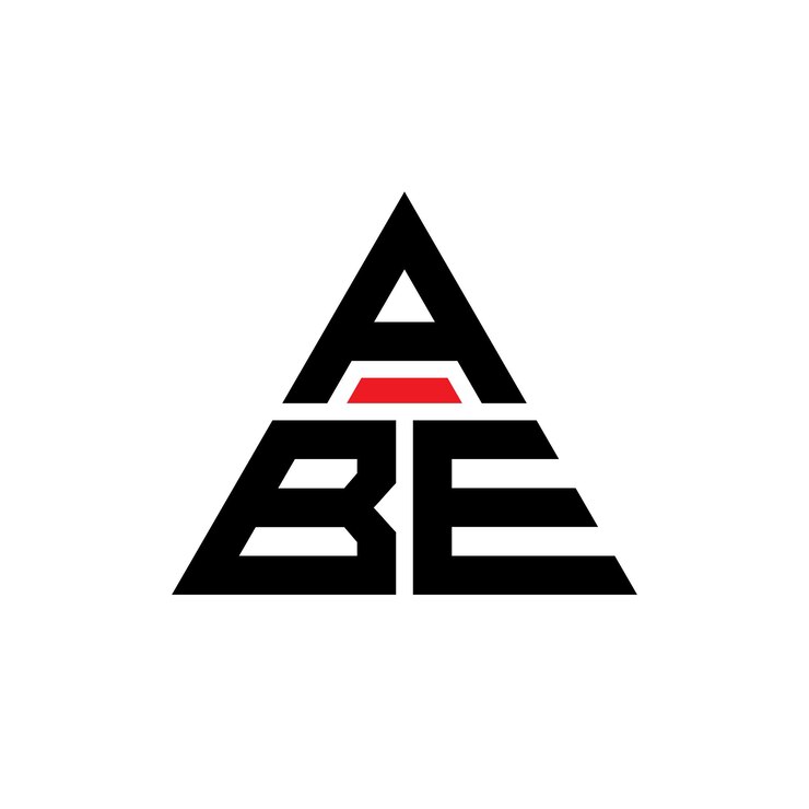 Vector diseño del logotipo de la letra triángulo abe con forma de triángulo diseño del logotipo triángulo monograma abe triángulo vectorial plantilla del logotipo con color rojo logotipo triangular abe sencillo elegante y lujoso