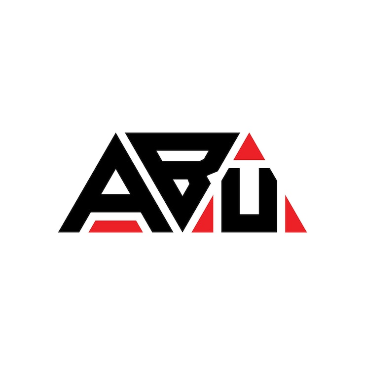Vector diseño del logotipo de la letra triángulo abu con forma de triángulo diseño del logotipo triángulo monograma abu triángulo vectorial plantilla del logotipo con color rojo logotipo triangular abu sencillo elegante y lujoso logotipo abu