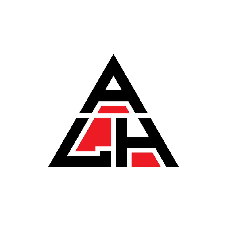 Vector diseño del logotipo de la letra triángulo alh con forma de triángulo diseño del logotipo del triángulo monograma plantilla del logotipo vectorial del triangle alh con color rojo logotipo triangular alh sencillo logotipo elegante y lujoso