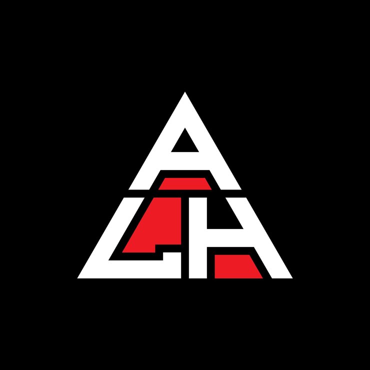 Vector diseño del logotipo de la letra triángulo alh con forma de triángulo diseño del logotipo del triángulo monograma plantilla del logotipo vectorial del triangle alh con color rojo logotipo triangular alh sencillo logotipo elegante y lujoso