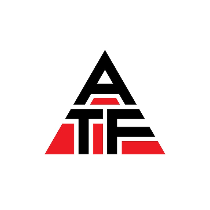 Vector diseño del logotipo de la letra triángulo atf con forma de triángulo diseño del logotipo triángulo monograma atf triángulo vectorial plantilla del logotipo con color rojo logotipo triangular atf sencillo elegante y lujoso