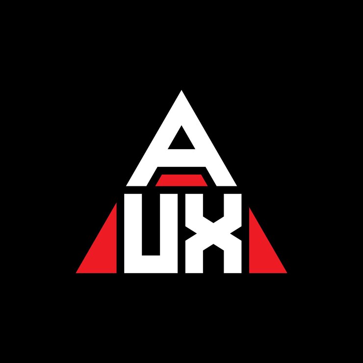 Vector diseño del logotipo de la letra triángulo aux con forma de triángulo diseño del logotipo triángulo monograma aux triángulo vector plantilla del logotipo con color rojo aux logotipo triangular sencillo elegante y lujoso logotipo