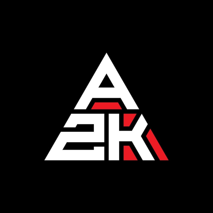 Vector diseño del logotipo de la letra triángulo azk con forma de triángulo diseño del logotipo triángulo monograma azk triángulo vectorial plantilla del logotipo con color rojo logotipo triangular azk sencillo elegante y lujoso