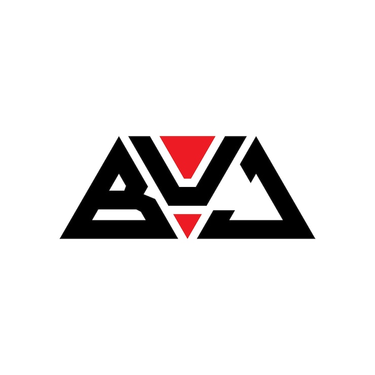 Vector diseño del logotipo de la letra triángulo buj con forma de triángulo diseño del logotipo del triángulo monograma buj triángulo vectorial plantilla del logotipo con color rojo buj logotipo triangular sencillo elegante y lujoso logotipo buj
