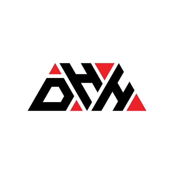Vector diseño del logotipo de la letra triángulo dhh con forma de triángulo diseño del logotipo triángulo monograma dhh triángulo vectorial plantilla del logotipo con color rojo dhh logotipo triangular sencillo elegante y lujoso logotipo dhh