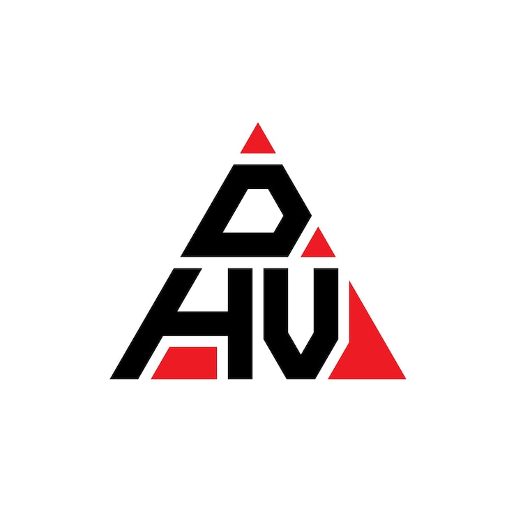 Vector diseño del logotipo de la letra triángulo dhv con forma de triángulo diseño del logotipo triángulo monograma dhv triángulo vectorial plantilla del logotipo con color rojo logotipo triangular dhv sencillo elegante y lujoso