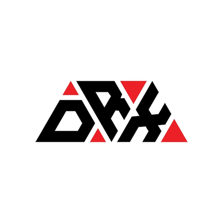 Vector diseño del logotipo de la letra triángulo drx con forma de triángulo diseño del logotipo triángulo monograma drx triángulo vectorial plantilla del logotipo con color rojo logotipo triangular drx sencillo elegante y lujoso logotipo drx