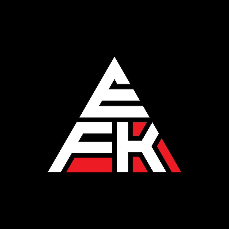 Vector diseño del logotipo de la letra triángulo efk con forma de triángulo diseño del logotipo triángulo monograma efk triángulo vectorial plantilla del logotipo con color rojo logotipo triangular efk sencillo elegante y lujoso