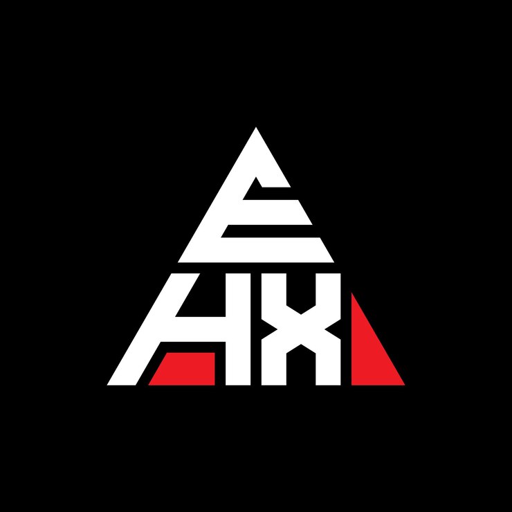Vector diseño del logotipo de la letra triángulo ehx con forma de triángulo diseño del logó triángulo monograma plantilla del logotipo vectorial triángulo ahx con color rojo logotipo triangular ehx simple elegante y lujoso