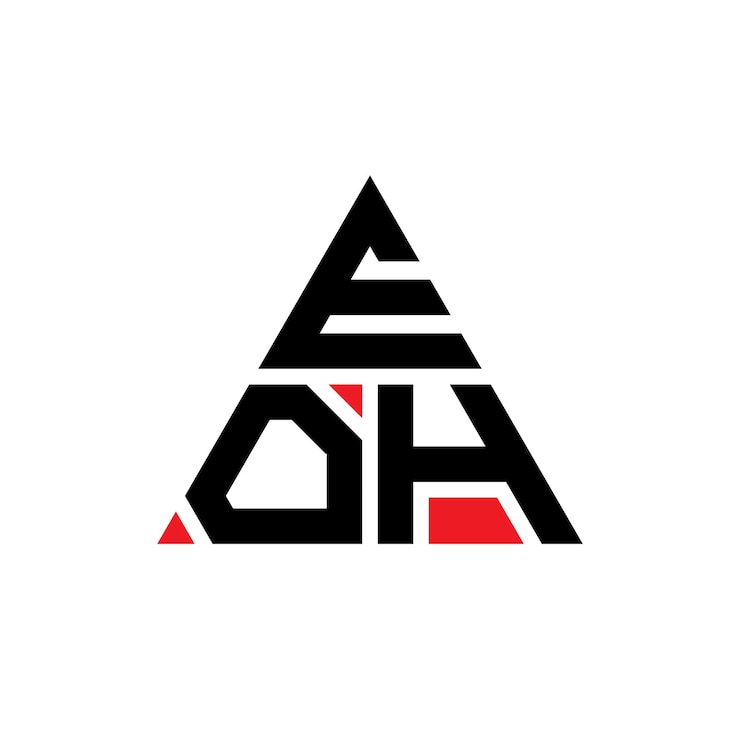 Vector diseño del logotipo de la letra triángulo eoh con forma de triángulo diseño del logotipo triángulo monograma eoh triángulo vectorial plantilla del logotipo con color rojo logotipo triangular eoh sencillo elegante y lujoso