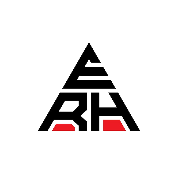 Vector diseño del logotipo de la letra triángulo erh con forma de triángulo diseño del logotipo triángulo monograma erh triángulo vectorial plantilla del logotipo con color rojo logotipo triangular erh sencillo elegante y lujoso