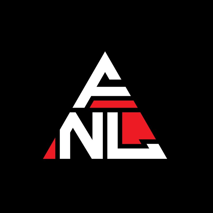 Vector diseño del logotipo de la letra triángulo fnl con forma de triángulo diseño del logó triángulo monograma plantilla del logó vectorial triángulo pnl con color rojo logotipo triangular fnl simple elegante y lujoso