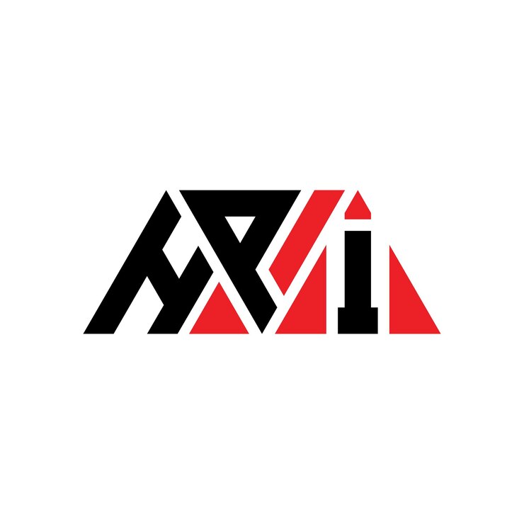 Vector diseño del logotipo de la letra triángulo hpi con forma de triángulo diseño del logotipo triángulo monograma hpi triángulo vectorial plantilla del logotipo con color rojo hpi logotipo triangular sencillo elegante y lujoso logotipo hpi