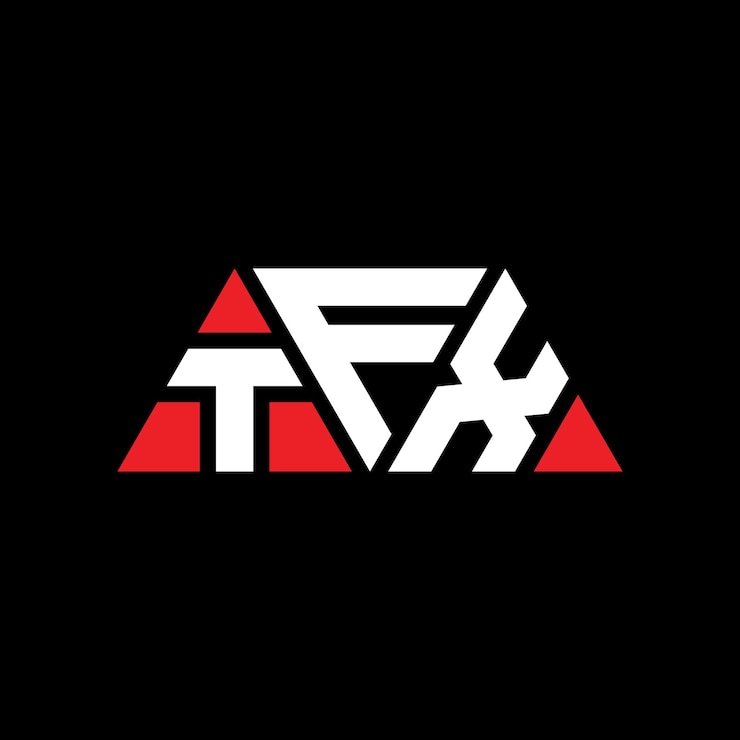 Vector diseño del logotipo de la letra triángulo tfx con forma de triángulo diseño del logotipo triángulo monograma tfx triángulo vectorial plantilla del logotipo con color rojo logotipo triangular tfx sencillo elegante y lujoso logotipo tfx