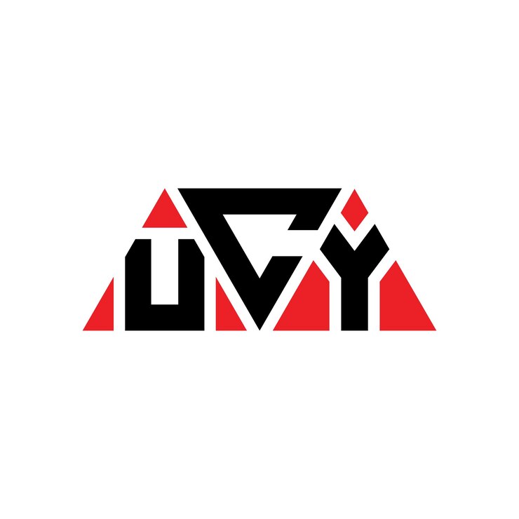 Vector diseño del logotipo de la letra triángulo ucy con forma de triángulo diseño del logotipo triángulo monograma ucy triángulo vectorial plantilla del logotipo con color rojo logotipo triangular ucy sencillo elegante y lujoso logotipo ucy
