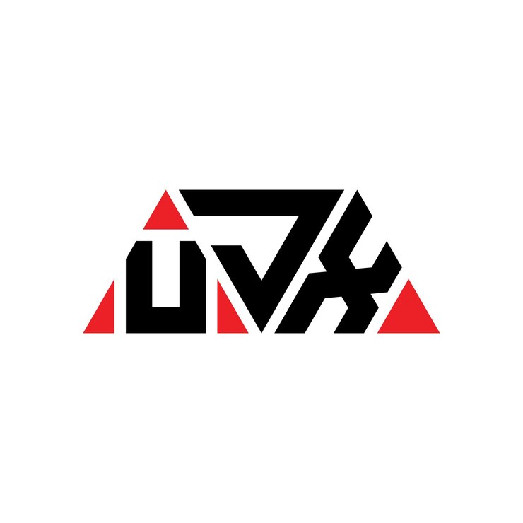 Vector el diseño del logotipo de la letra triángulo ujx con forma de triángulo el diseño del logó triángulo monograma ujx triángulo vectorial la plantilla del logotipo con color rojo el logotipo triangular ujx simple elegante y lujoso