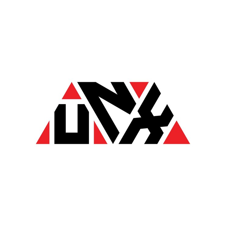 Vector diseño del logotipo de la letra triángulo unx con forma de triángulo diseño del logotipo triángulo unigramático unx triángulo vectorial plantilla del logotipo con color rojo logotipo triangular unx sencillo elegante y lujoso logotipo unx