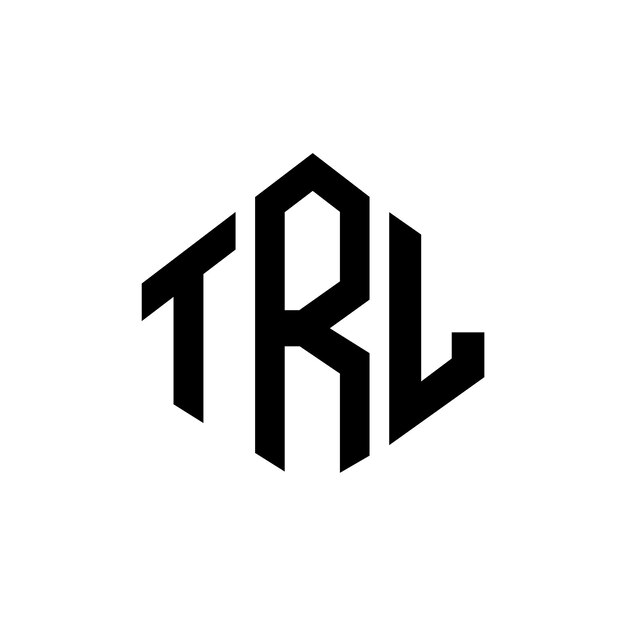 Diseño de logotipo de letra TRL con forma de polígono TRL polígono y forma de cubo diseño de logotipo TRL hexágono patrón de logotipo vectorial colores blanco y negro TRL monograma negocio y logotipo de bienes raíces