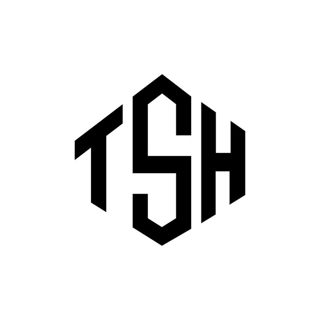 Diseño del logotipo de la letra TSH con forma de polígono TSH diseño del logotipo del polígono y la forma del cubo TSH hexágono patrón del logotipo vectorial colores blanco y negro TSH monograma negocio y logotipo de bienes raíces